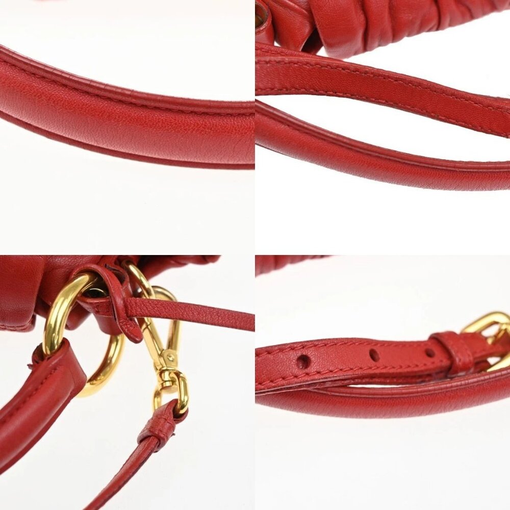 PRADA Logo Shoulder Hand Bag Nappa Leather Red GHW Italy 78CA652 - Picture 16 of 16
